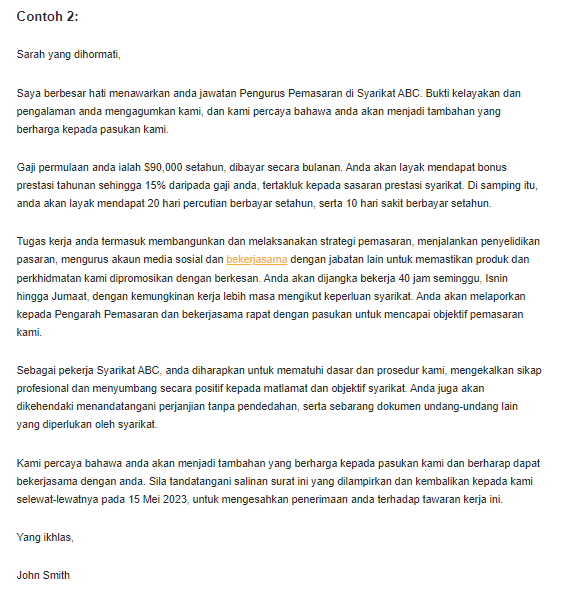 contoh surat perjanjian kerja 