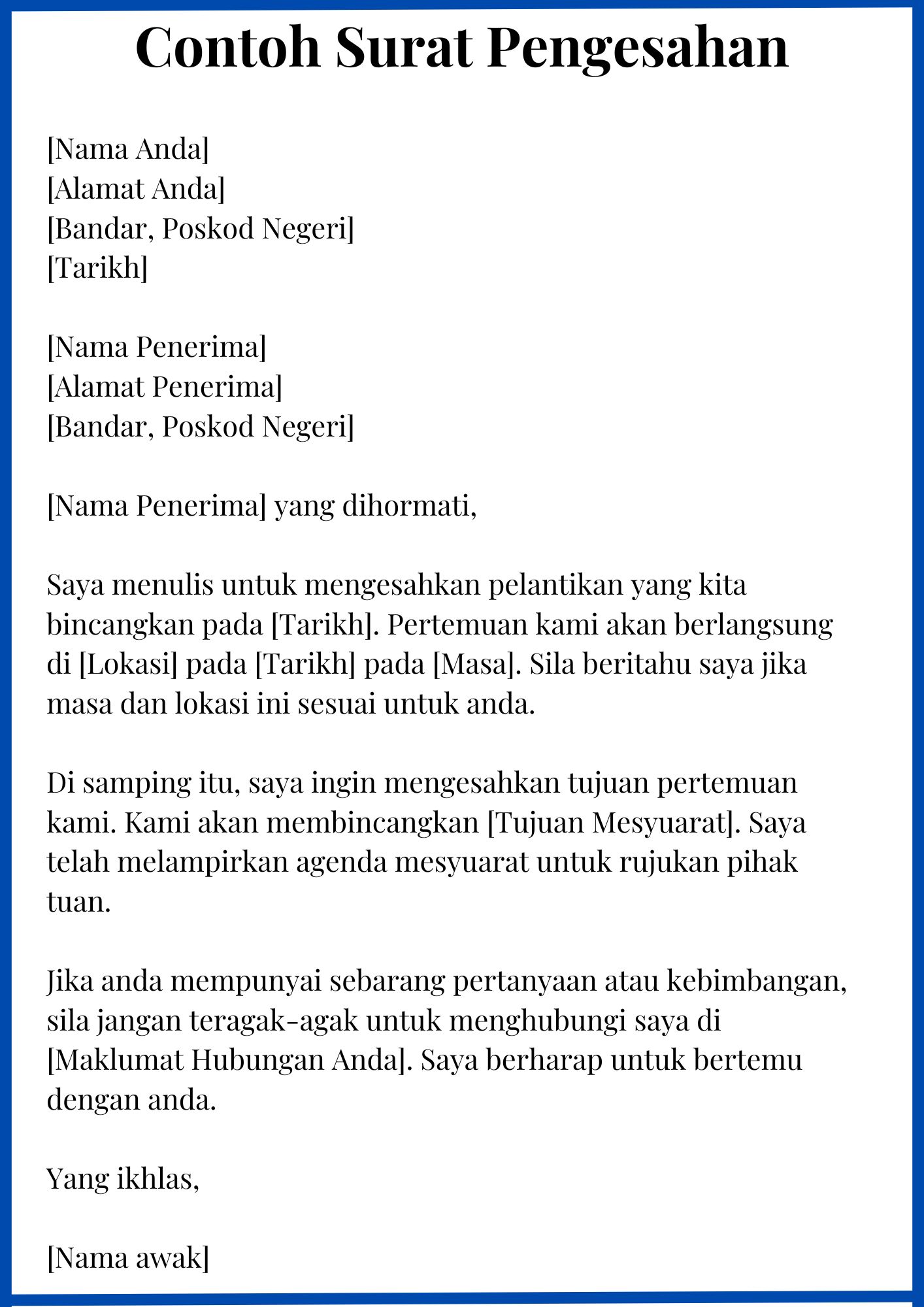 Contoh Surat Pengesahan