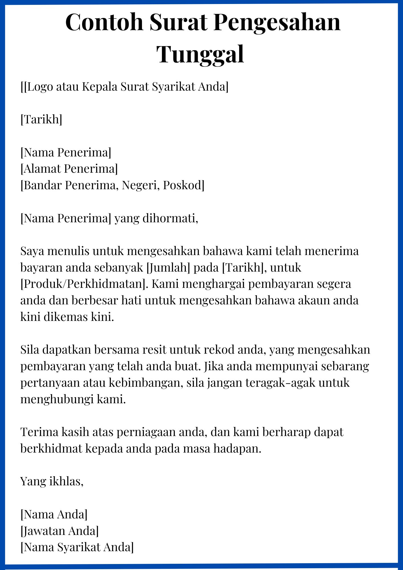 Contoh Surat Pengesahan Tunggal