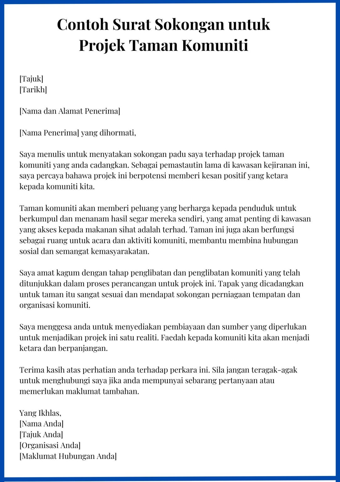 Surat Sokongan | Format Dan Contoh [ Semua Jenis ]