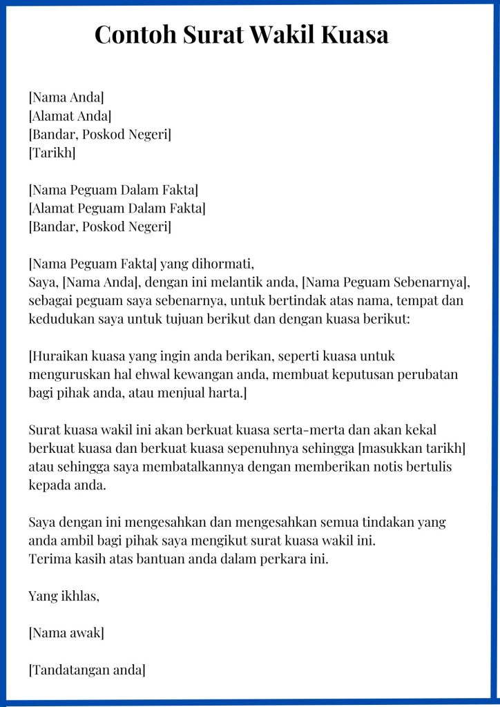 Surat Wakil Kuasa | Format Dan Contoh [ Semua Jenis ]