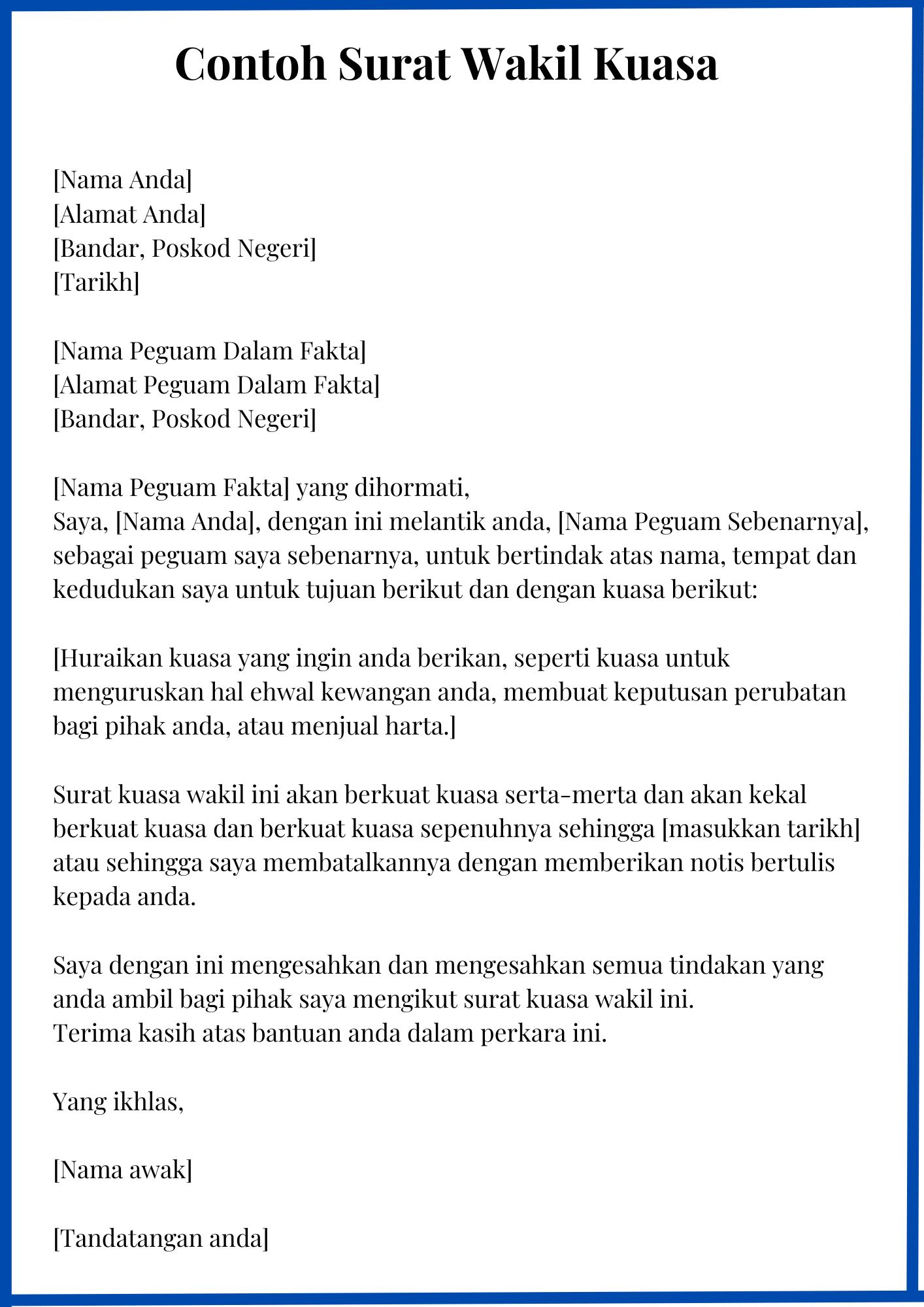 Contoh Surat Wakil Kuasa