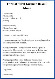 Surat Kiriman Rasmi Aduan | Format Dan Contoh