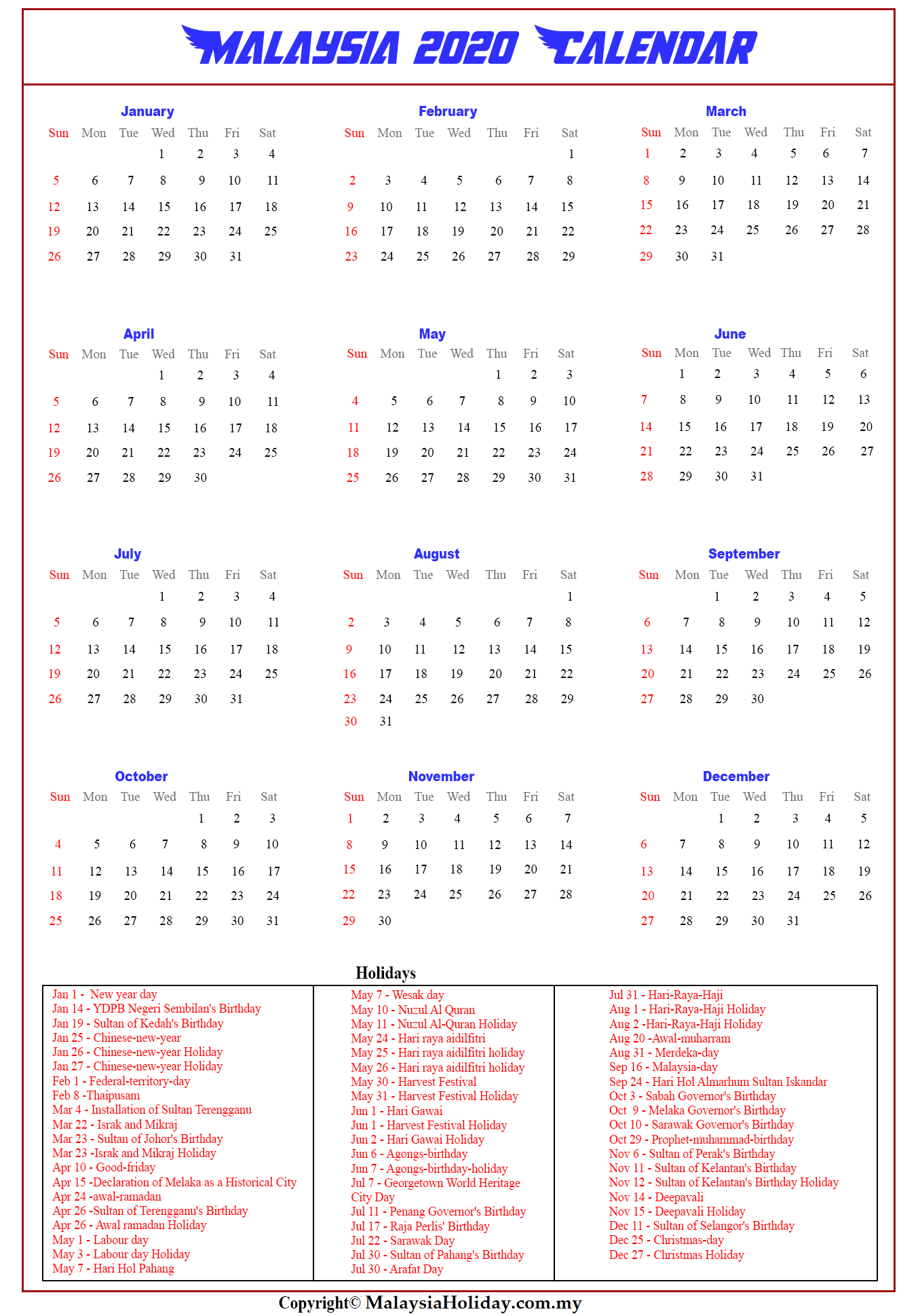 Malaysia public holiday 2022 Public holidays