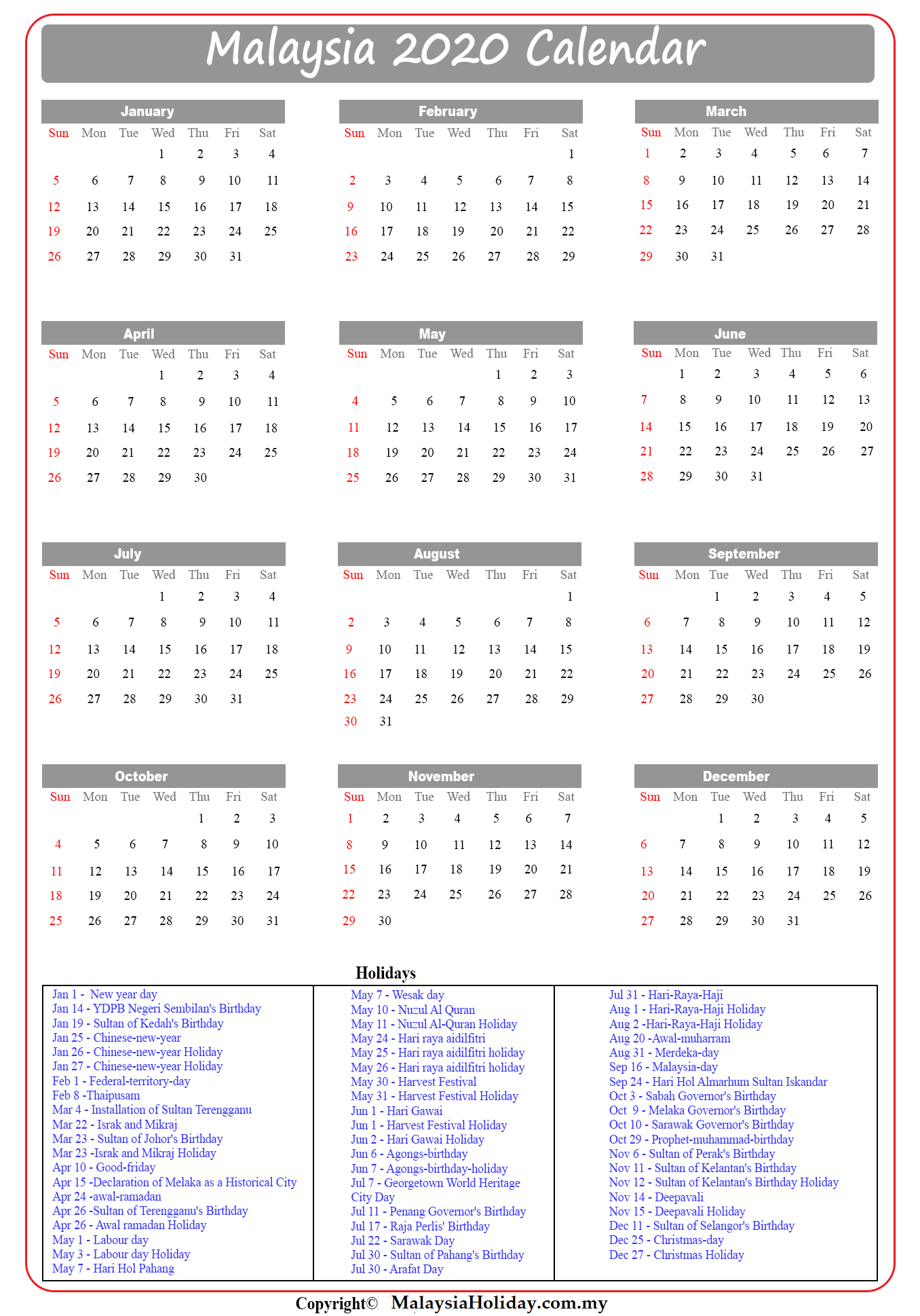 Public Holidays In Malaysia 2022