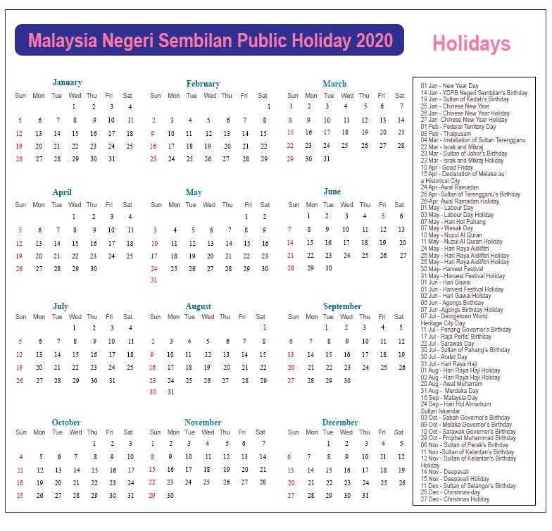 Public negeri 2022 sembilan holiday Negeri Yang