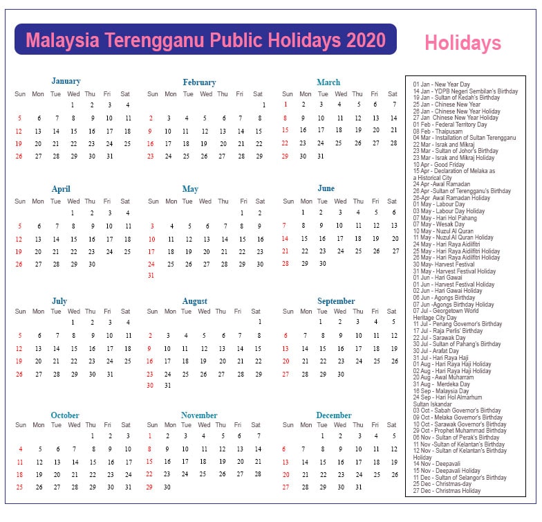 Terengganu public holiday 2022