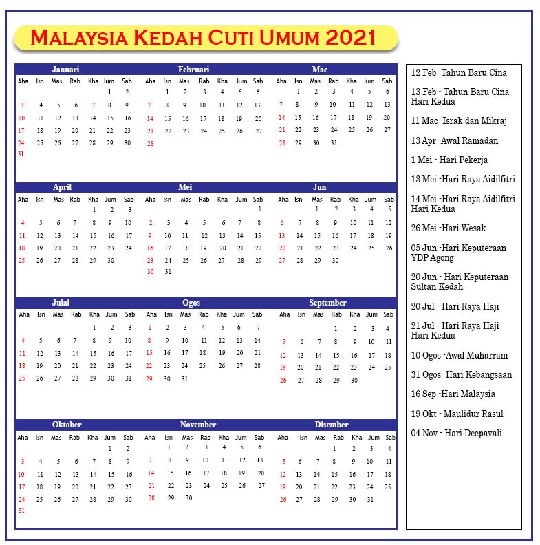 Kedah Cuti Umum 2021