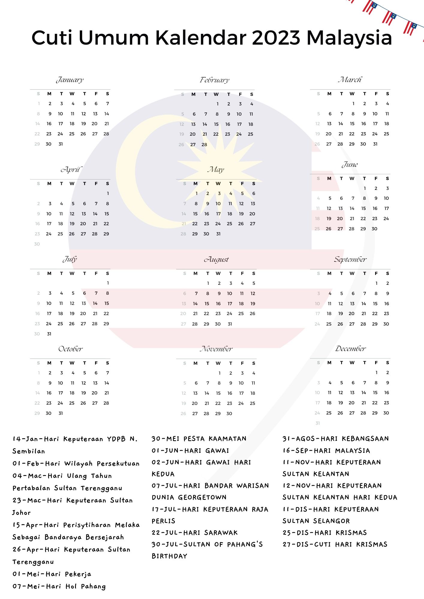 Cuti Umum Kalendar 2025 Malaysia ️