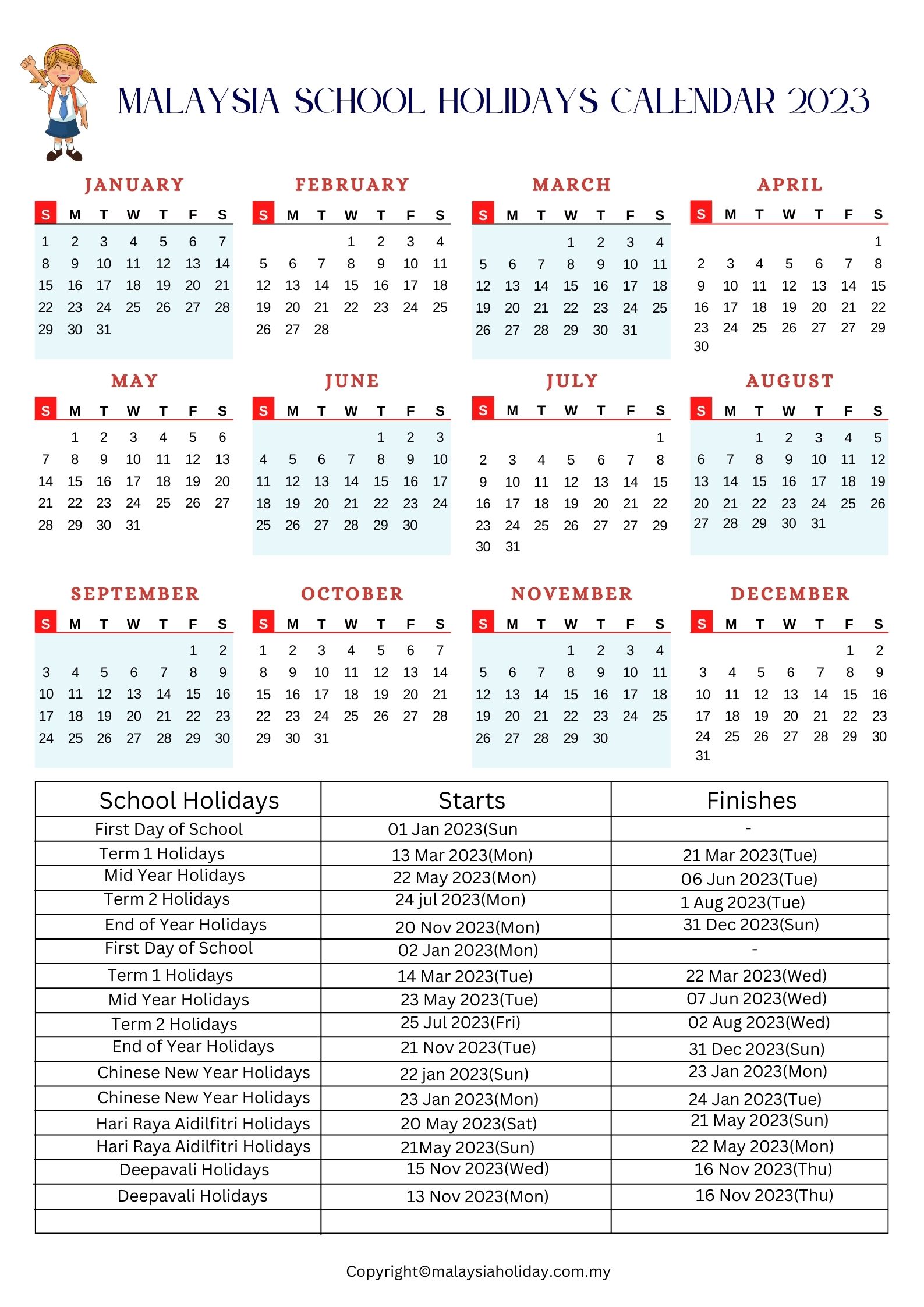 Malaysia School Holidays 2023 | School Calendar Malaysia 2023 ❤️