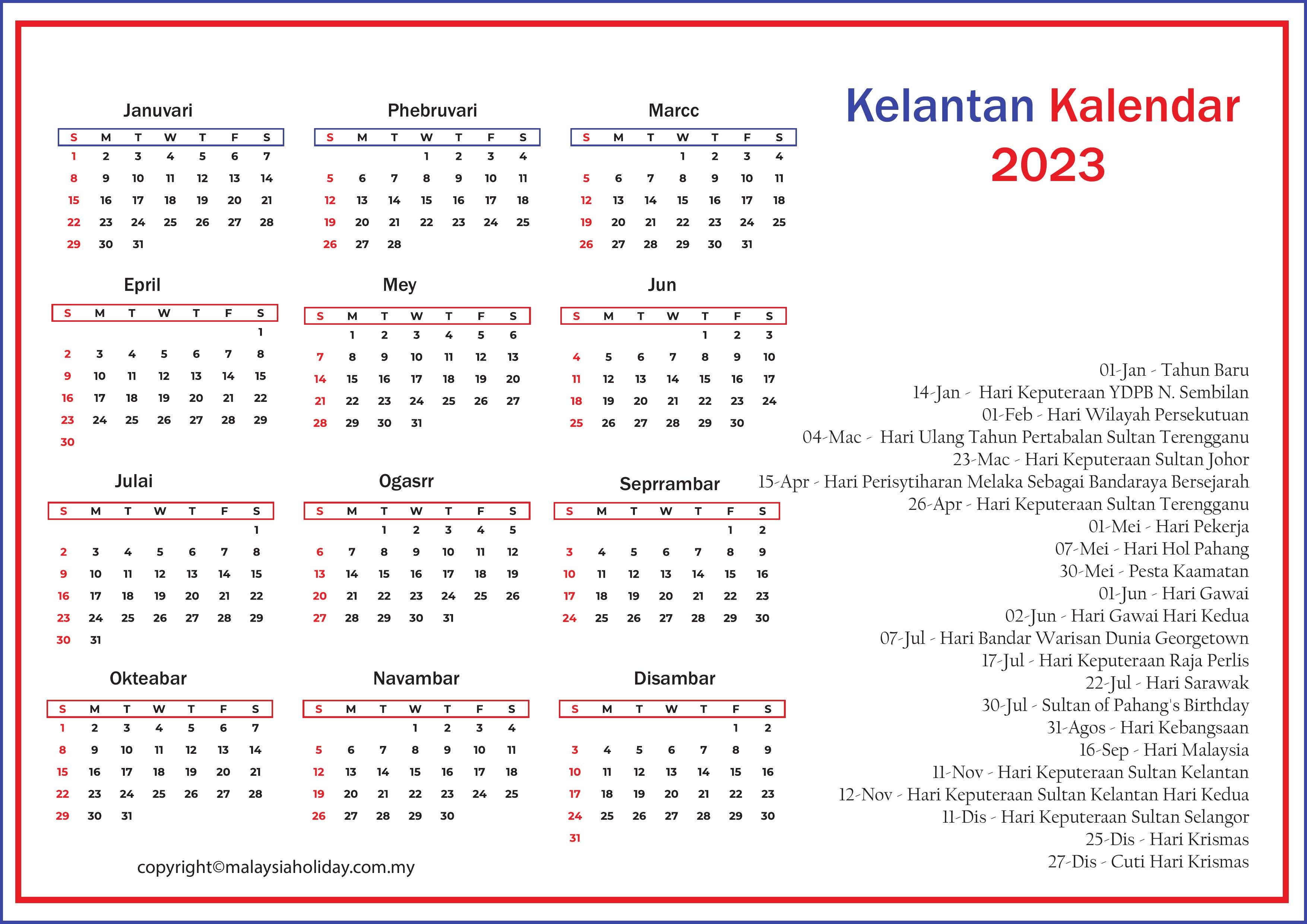 Malaysia Kelantan Cuti Umum 2023