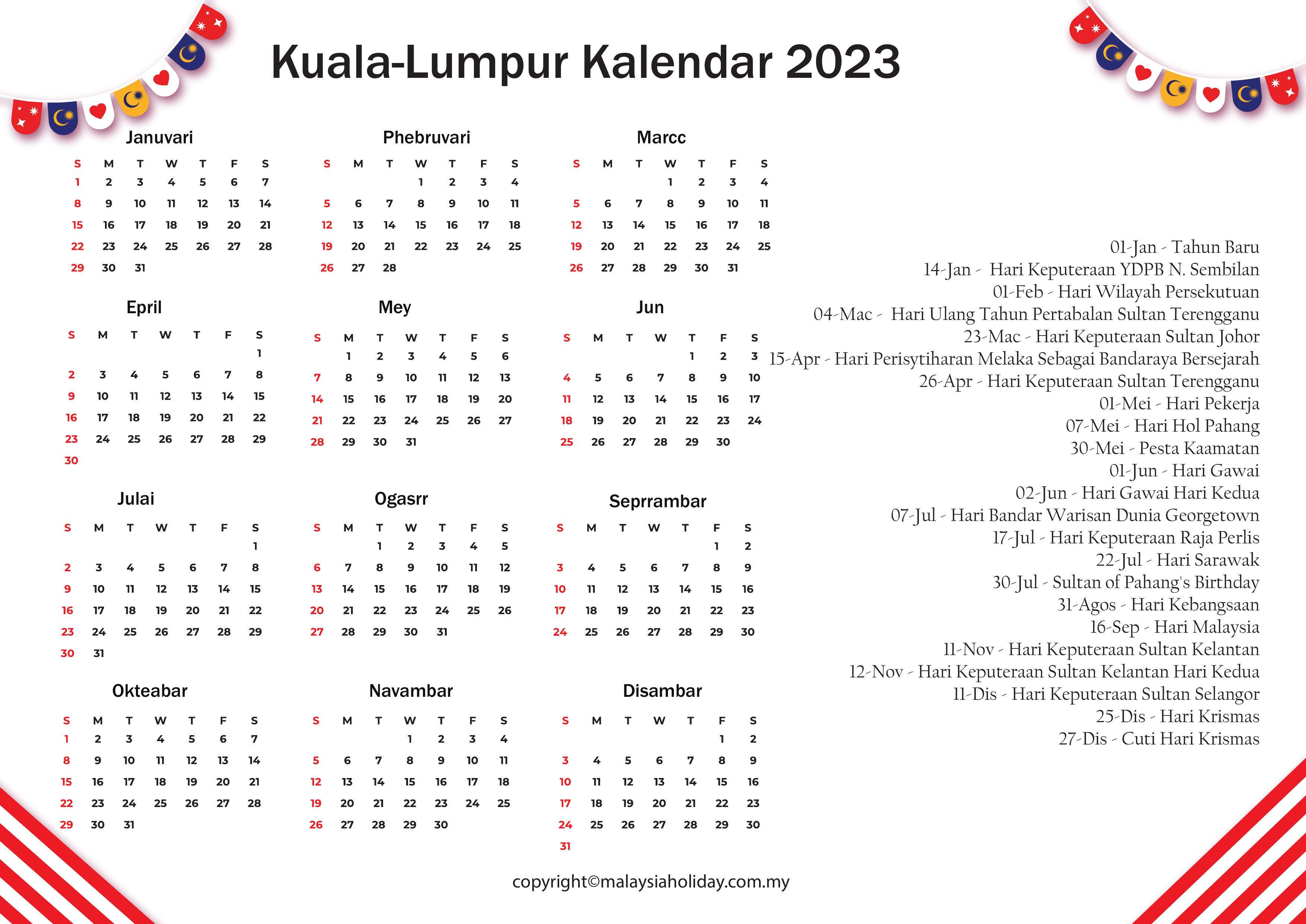 Malaysia Kuala Lumpur Cuti Umum 2023