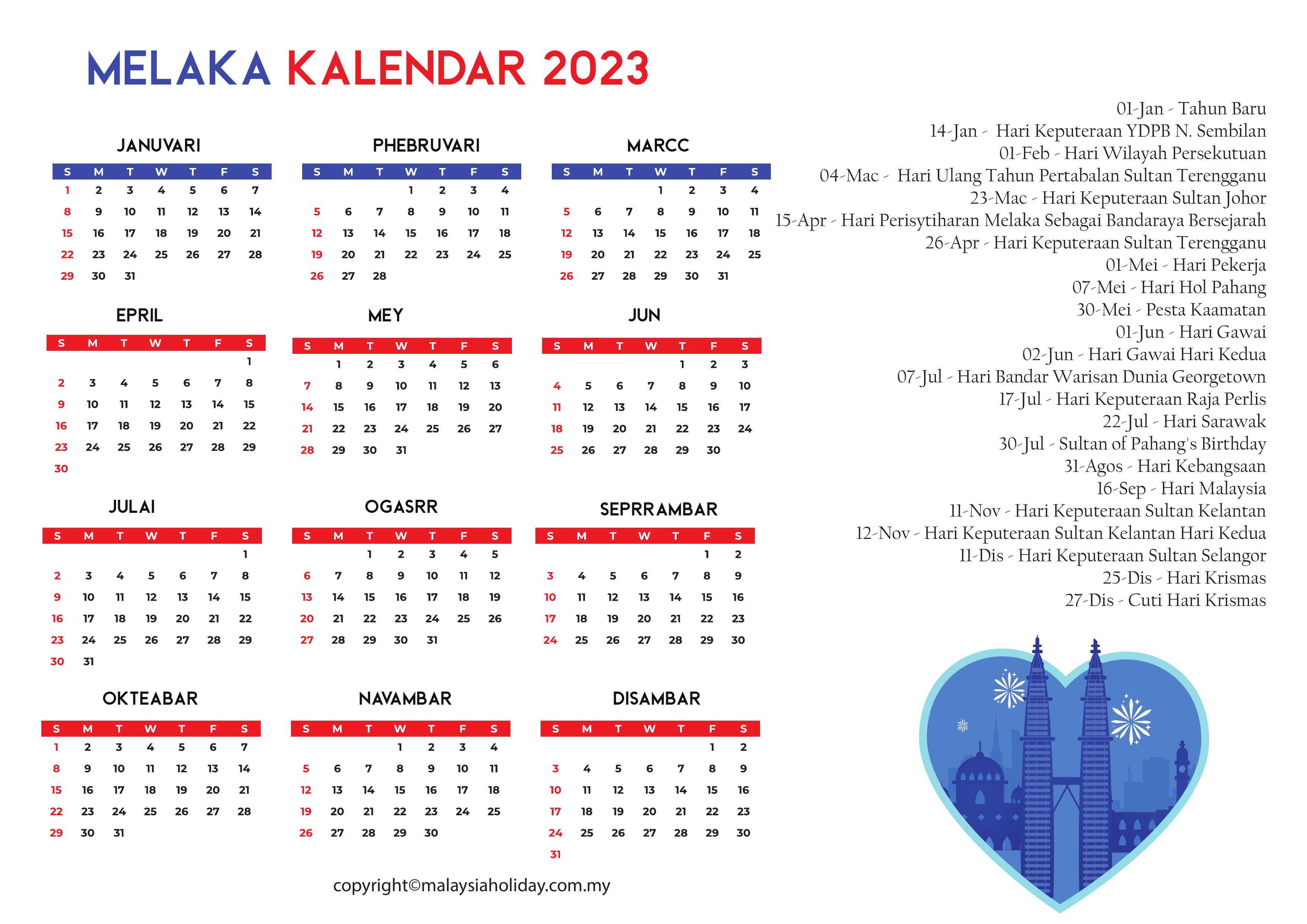 Malaysia Melaka Cuti Umum 2023