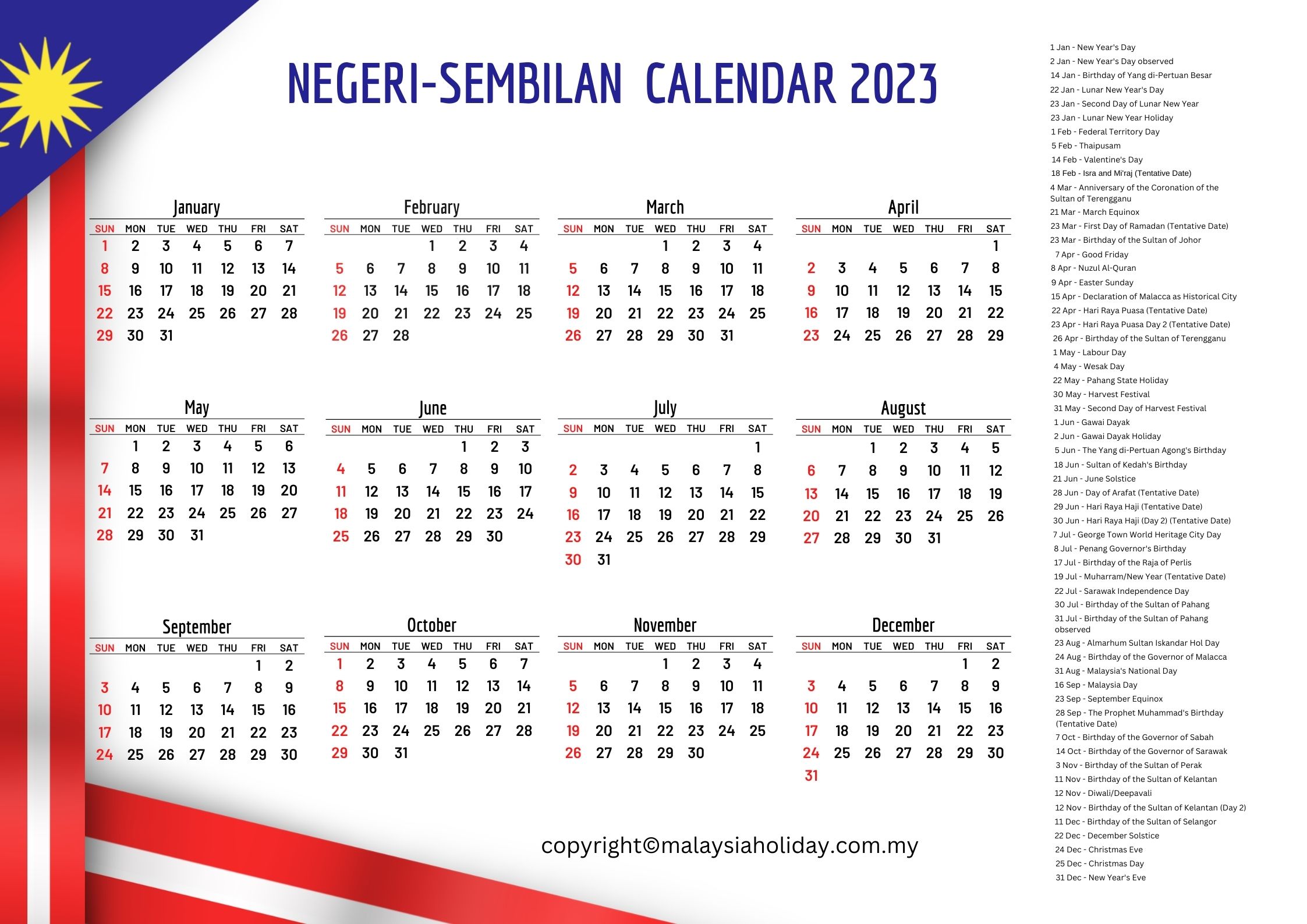 Public Holidays 2023 Negeri Sembilan