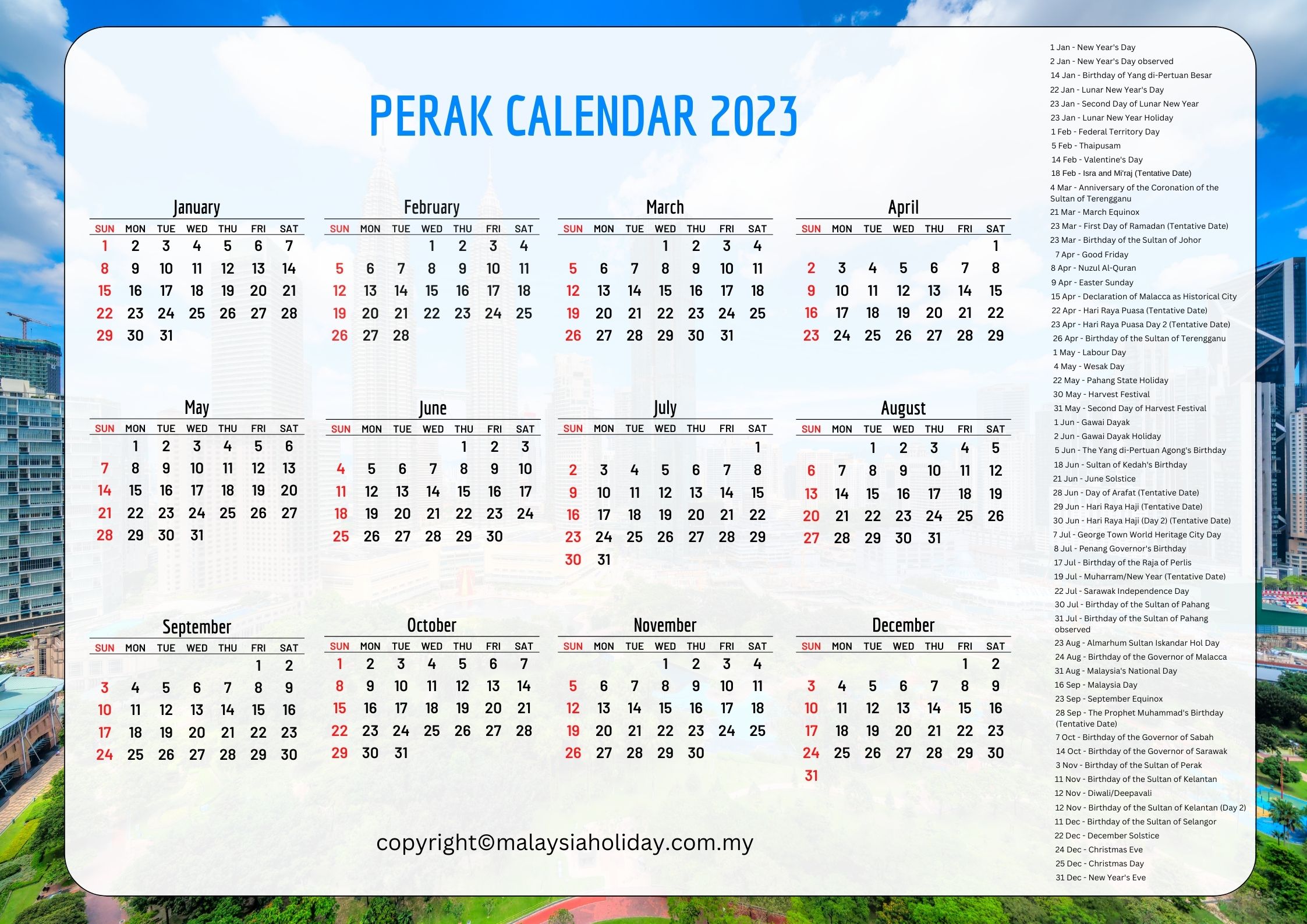 Public Holidays 2023 Perak