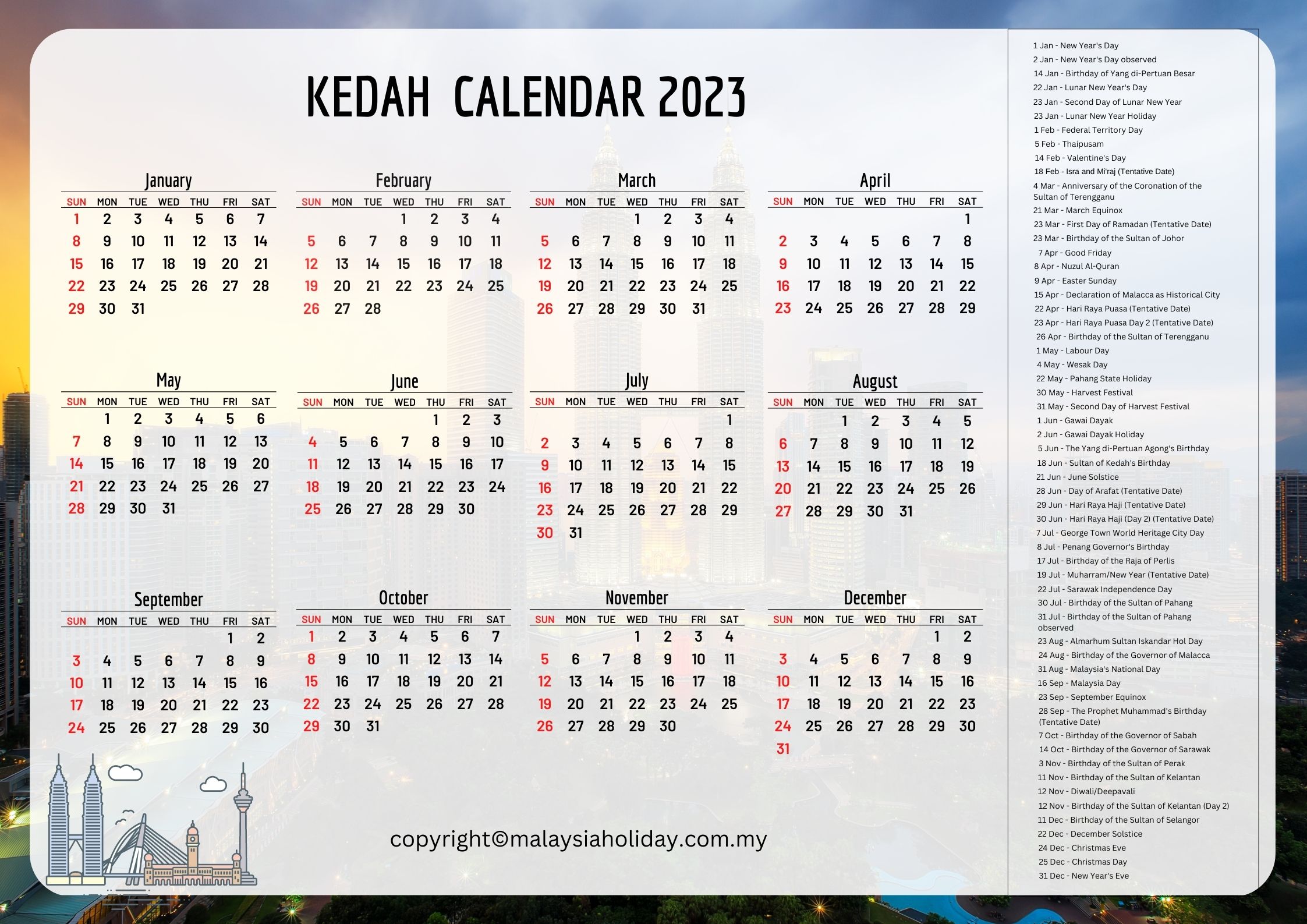 Kedah Public Holidays 2023