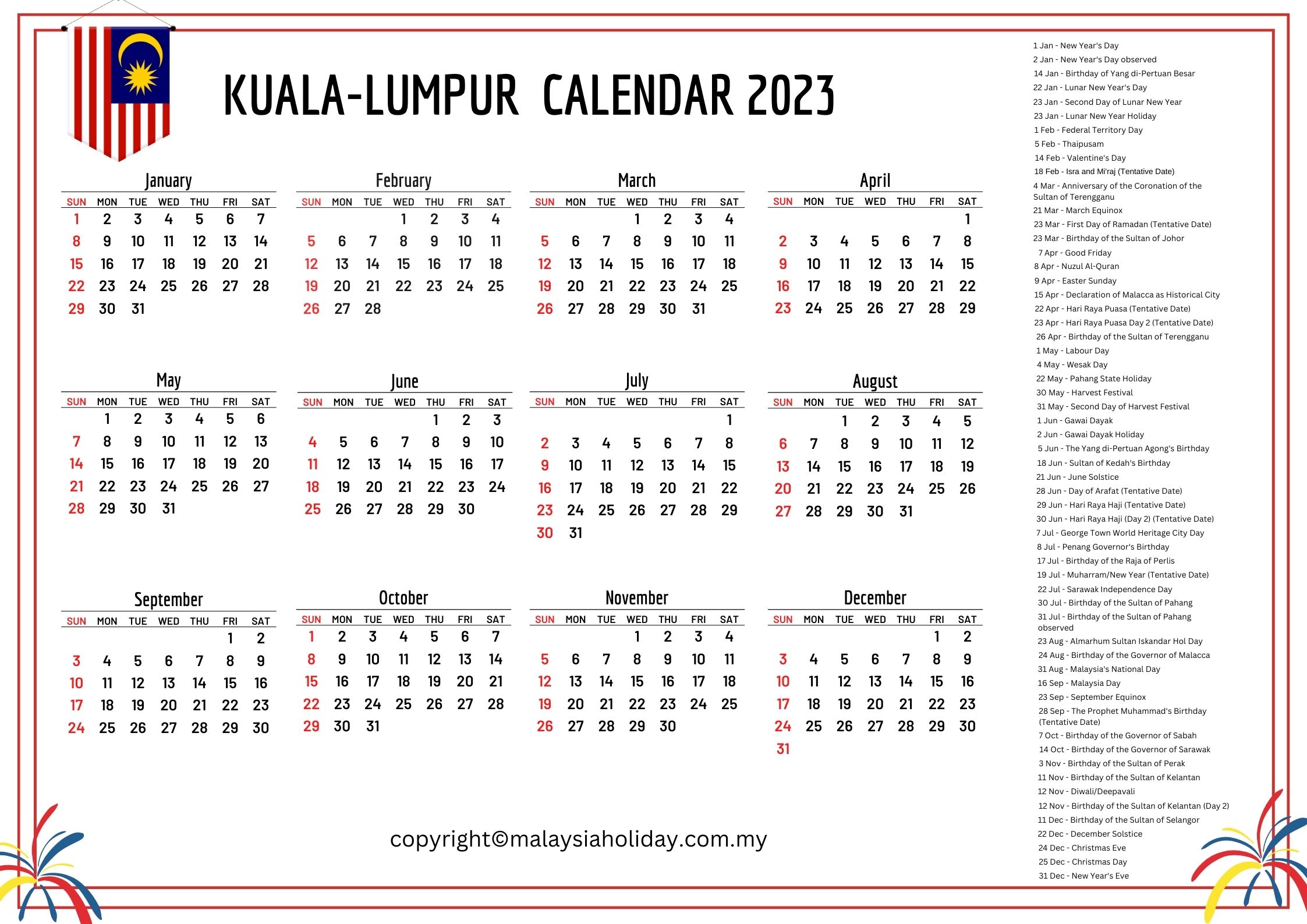 Kuala Lumpur Public Holidays 2023
