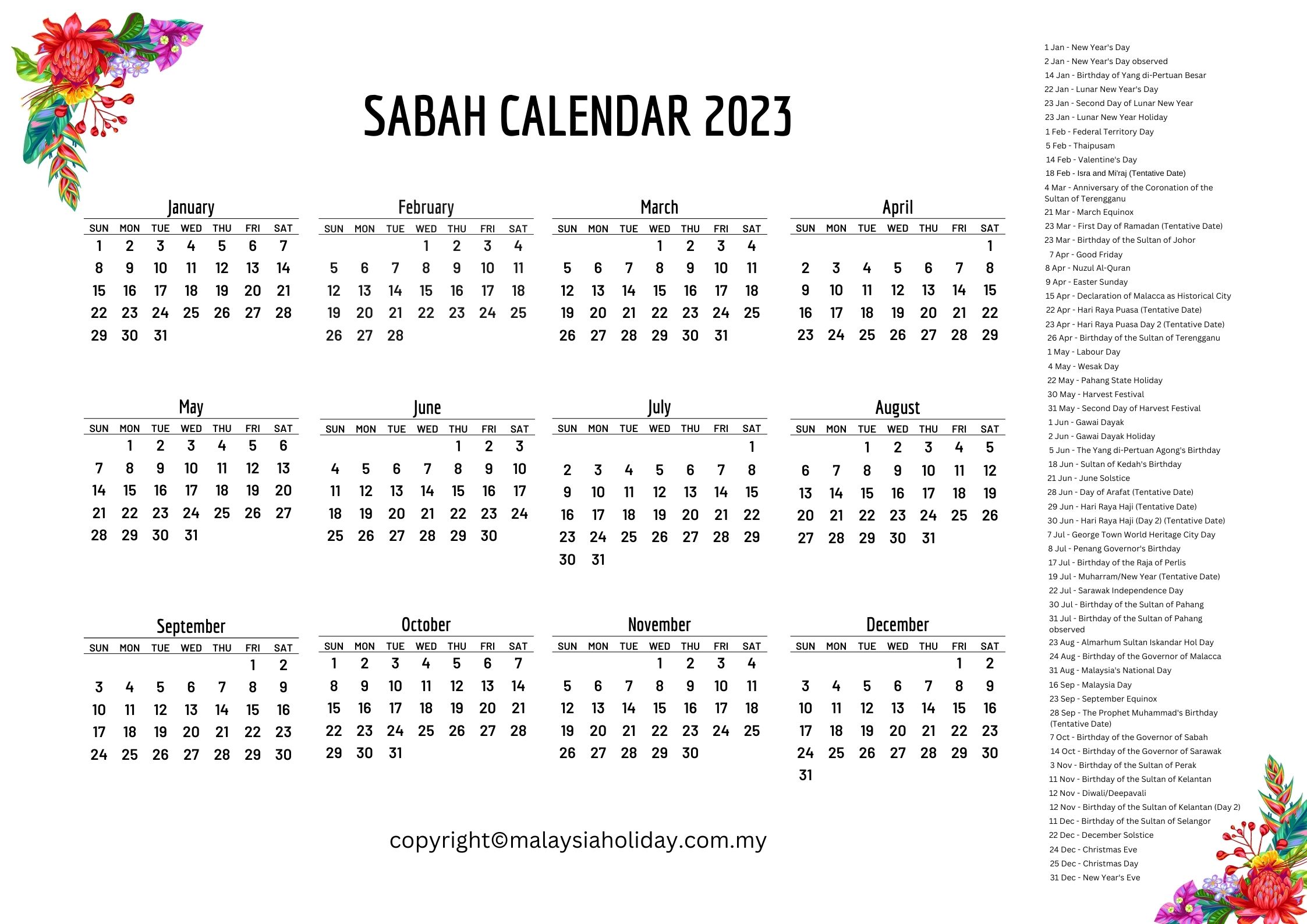 Sabah Public Holidays 2023
