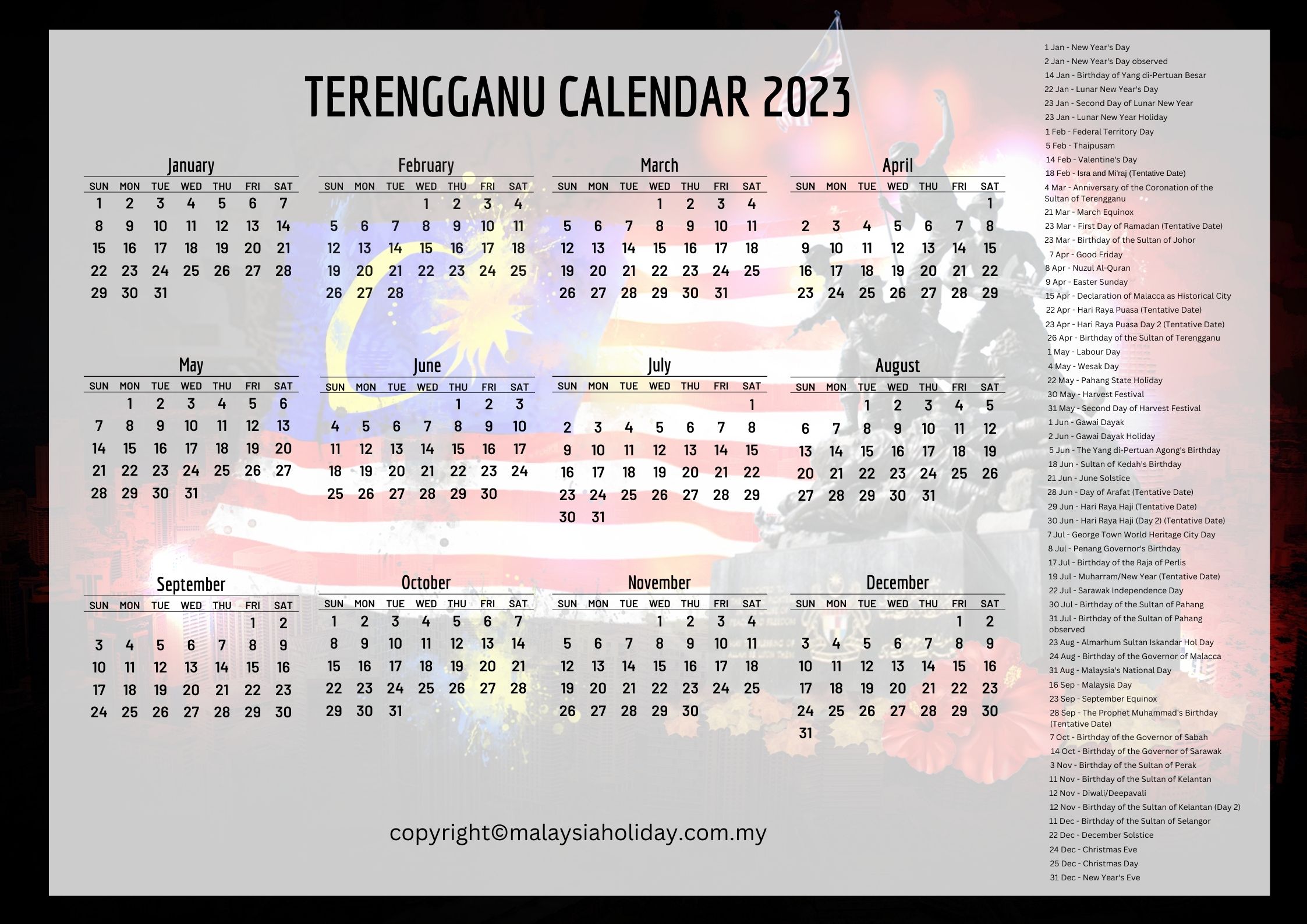 Terengganu Public Holidays 2023